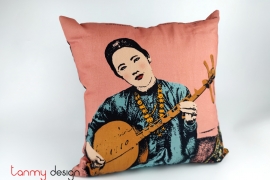 Cushion cover printed Vietnamese ethnic woman- Miss Chau 